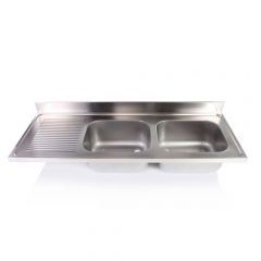Double sink unit with drain, without legs - IPA1606025425B